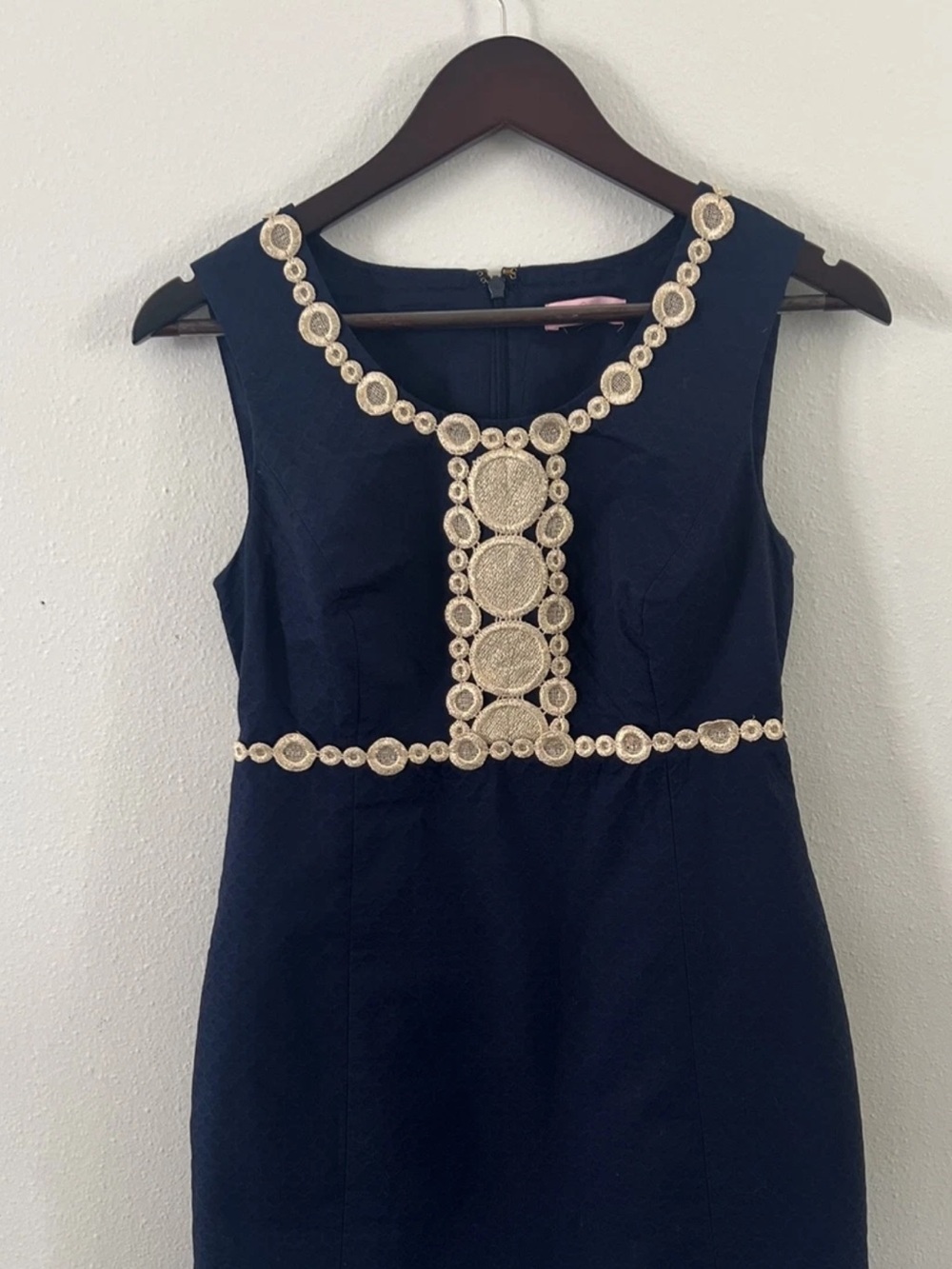 Lilly Pulitzer Navy Mini Dress with Gold Trim size 2 beach